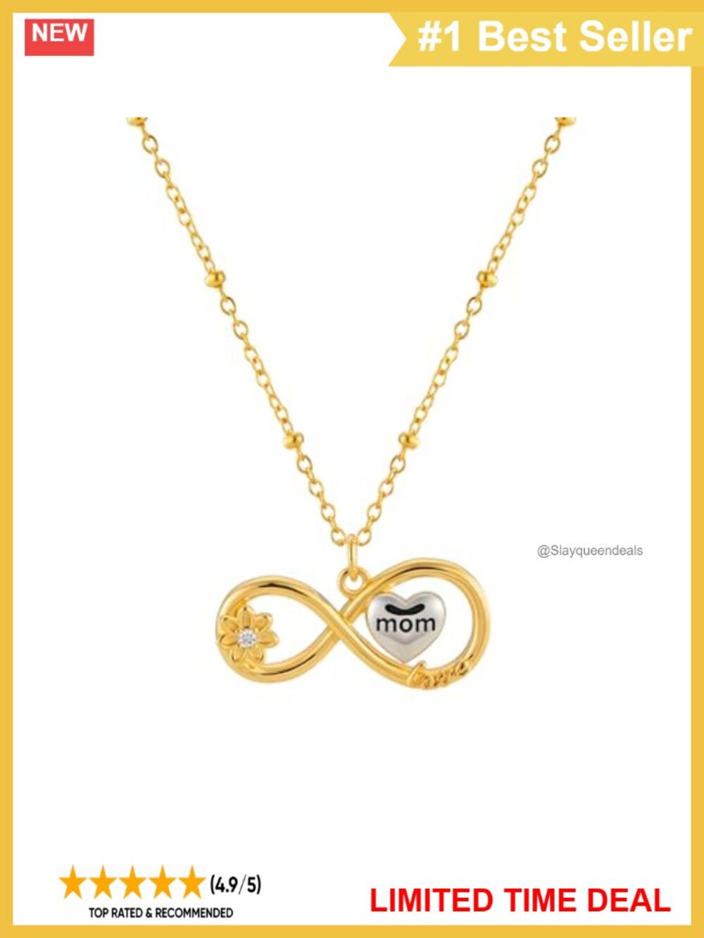 Love You Forever Mom Sunflower Infinity Pendant Necklace 18k Gold-Plated